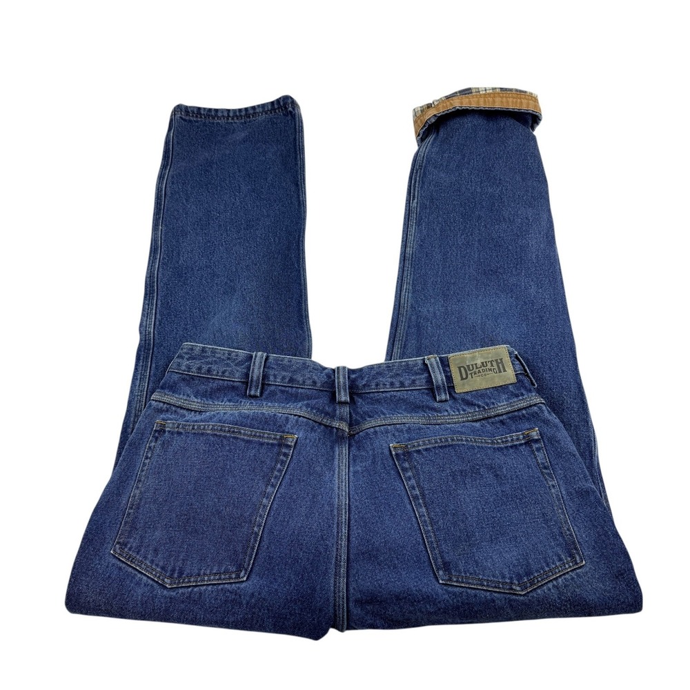 Duluth Trading Co Flannel Lined Denim Jeans Men 36x33 Straight Leg Workwear - Picture 2 of 8